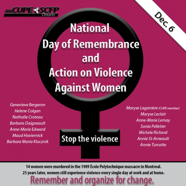 Dec 6 - National Day of Remembrance and Action on Violence Against Women Image